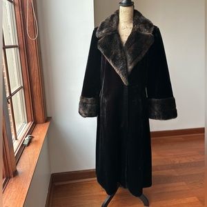 Boulevard East Vintage Womens Faux Beaver Coat Size 18 Full Length Black Brown